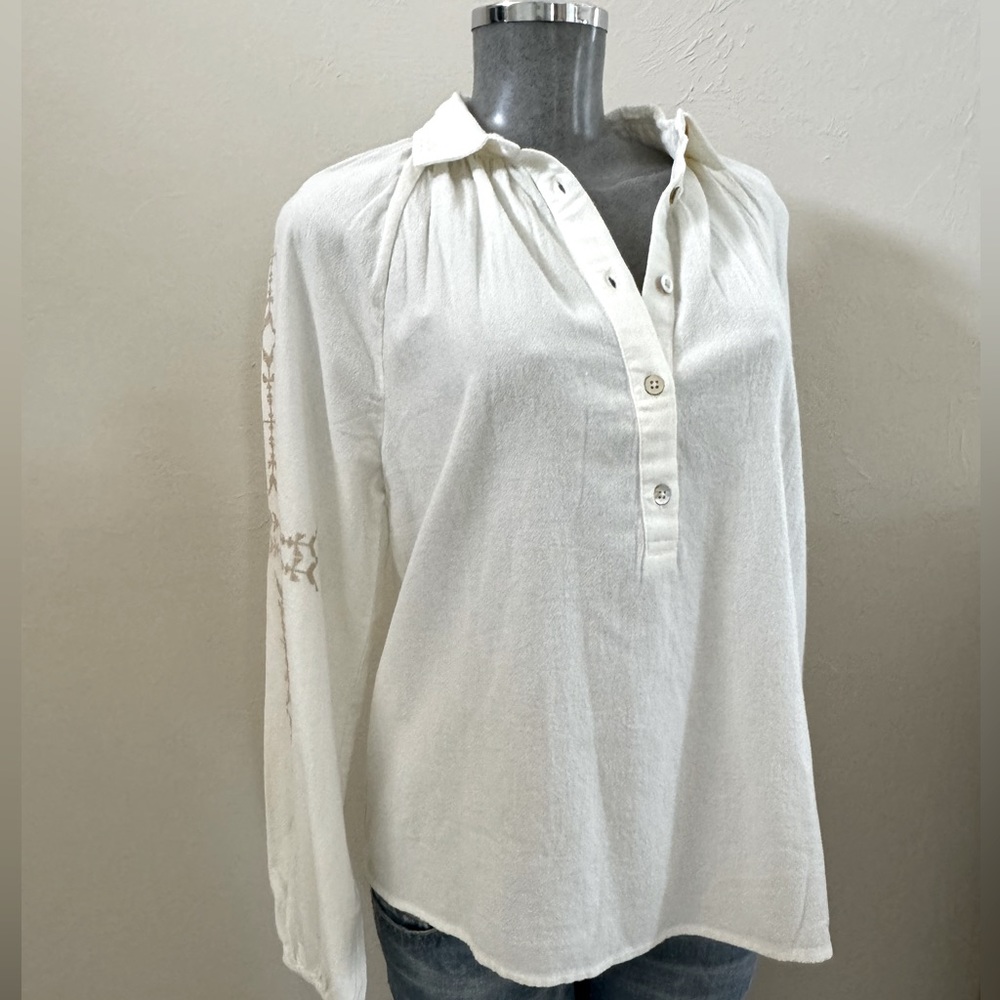 NWT Faherty Doug Goodfeather Journey Top Embroidered peasant blouse S